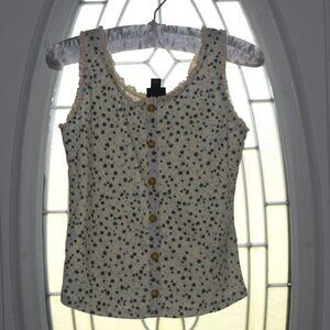 ART CLASS Girls' Rib-Knit Button-Front Lace Trim Tank Top Size S 6/6X
